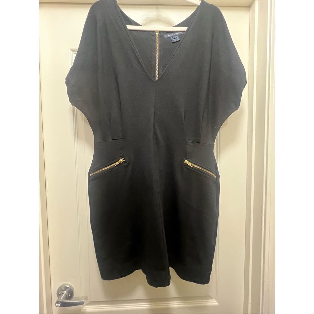 French Connection Black Mini Dress with Zippers Size 10